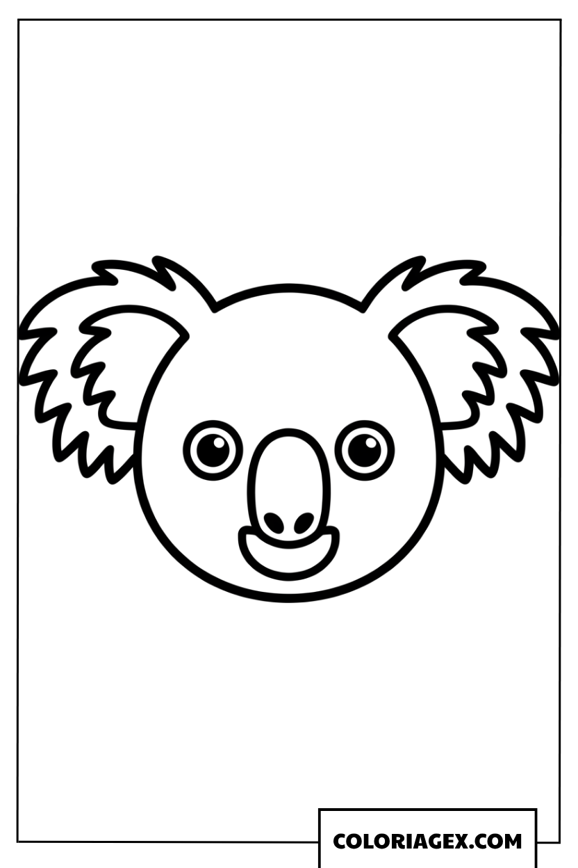 Coloriage simple du visage dun koala mignon
