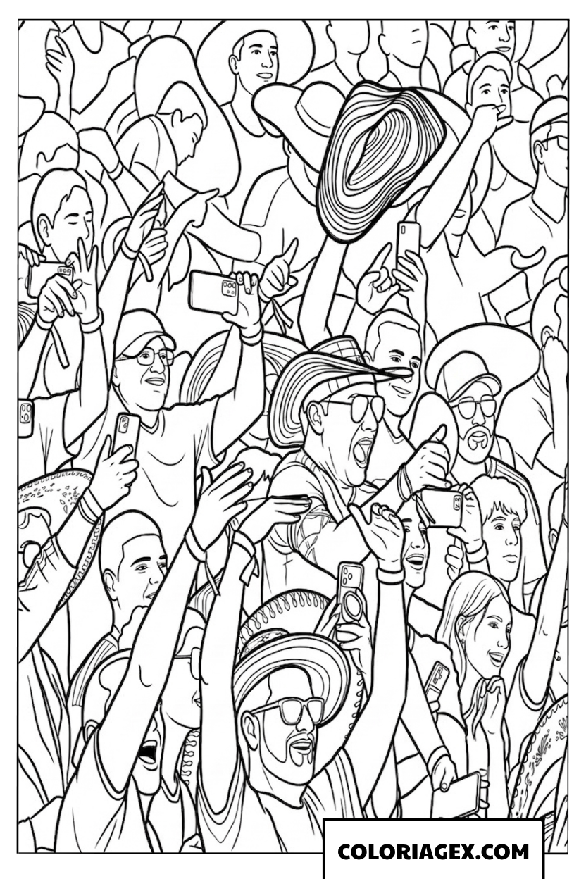 Coloriage supporters de foot en liesse dans les tribunes du stade
