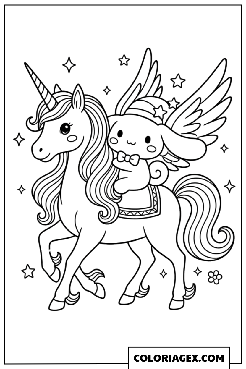Coloriages Cinnamoroll sur Licorne - Coloriages Cinnamoroll sur Licorne