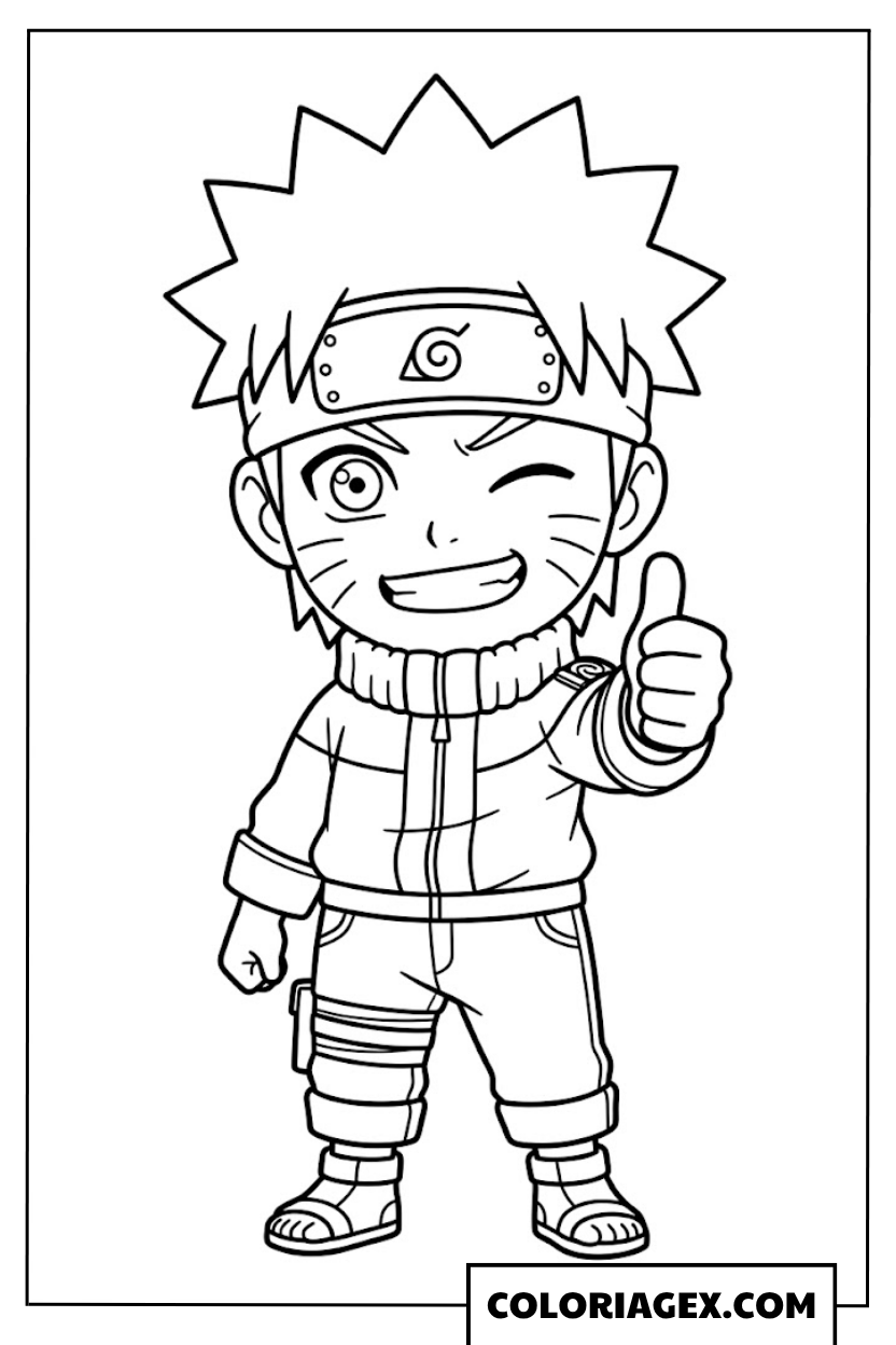 Coloriages Naruto Chibi pouce levé