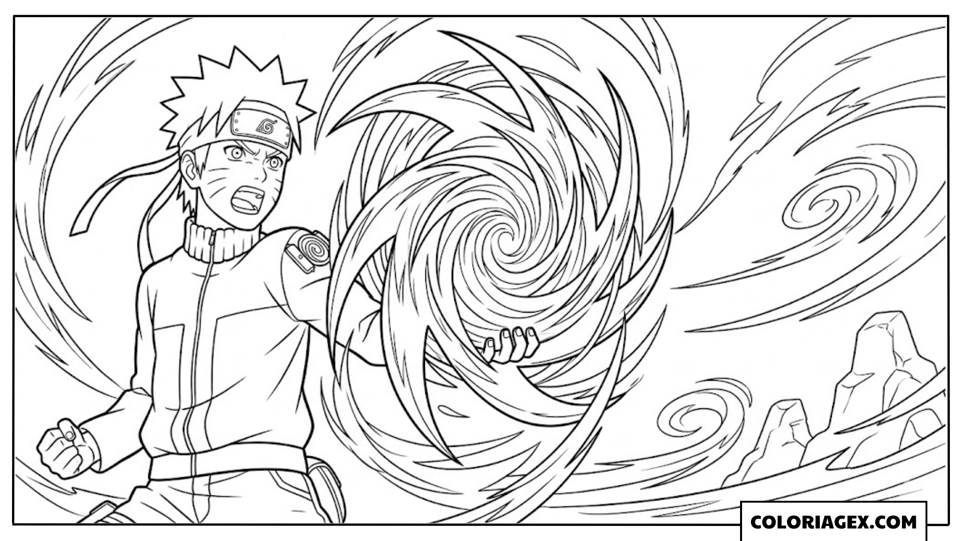 Coloriages Naruto avec un Rasengan géant