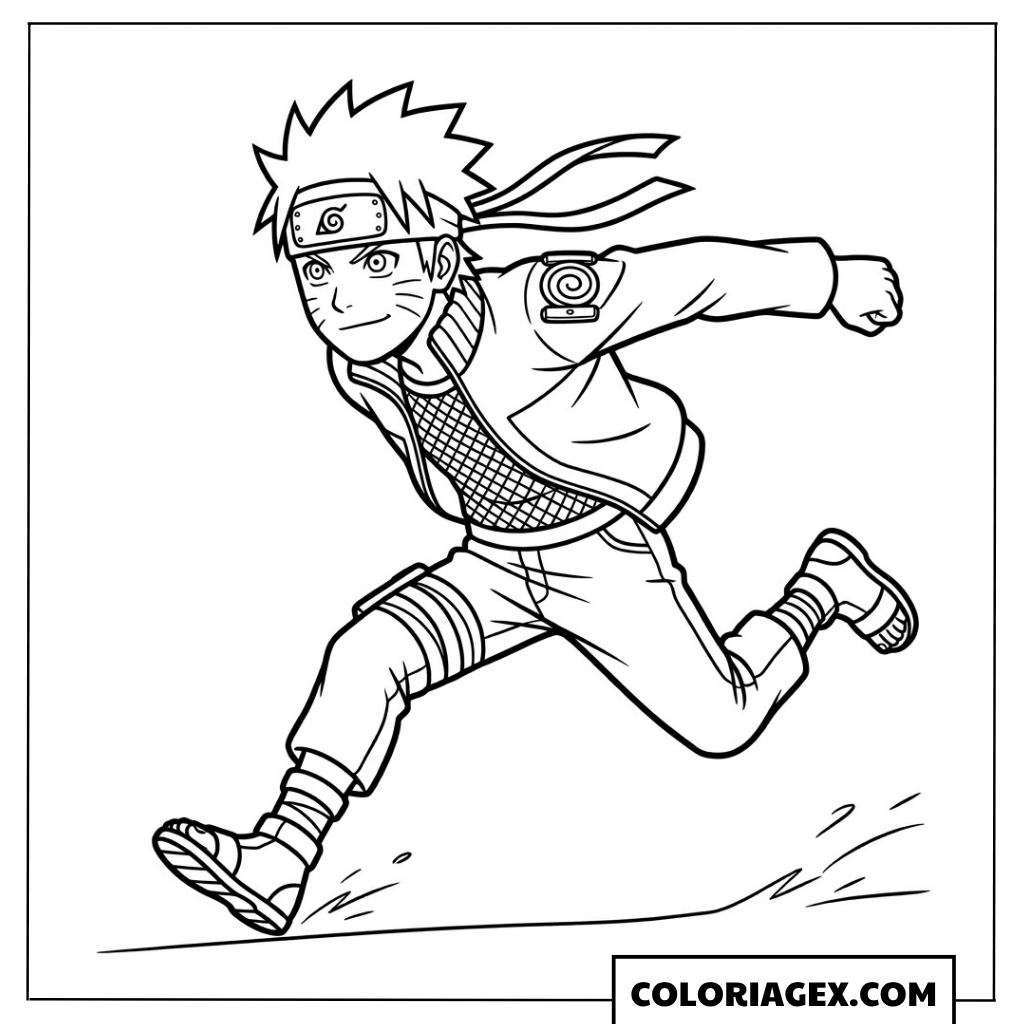 Coloriages Naruto courant à toute vitesse