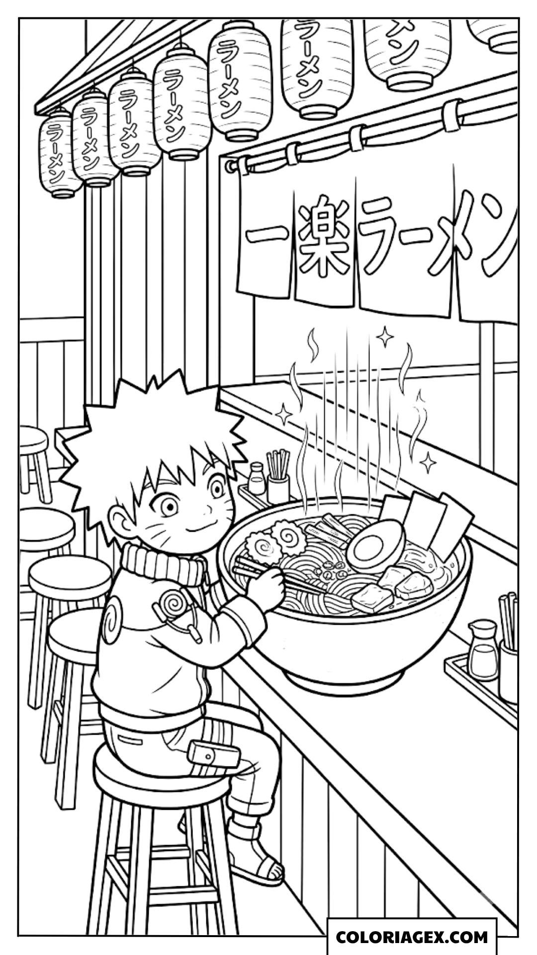 Coloriages Naruto dans un restaurant de ramens