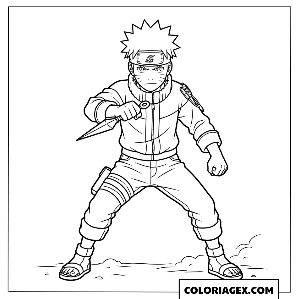 Coloriages Naruto en position de combat