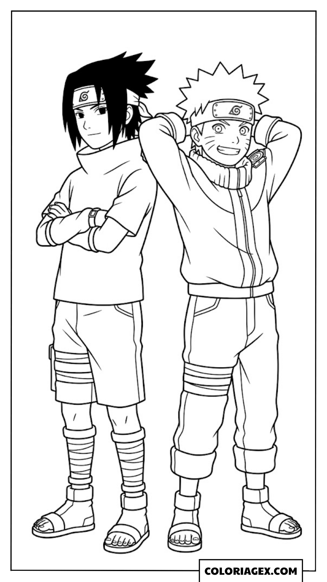 Coloriages Naruto et Sasuke côte à côte