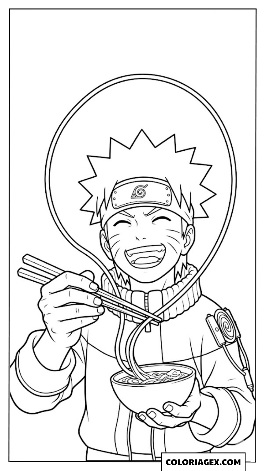 Coloriages Naruto mangeant des ramens