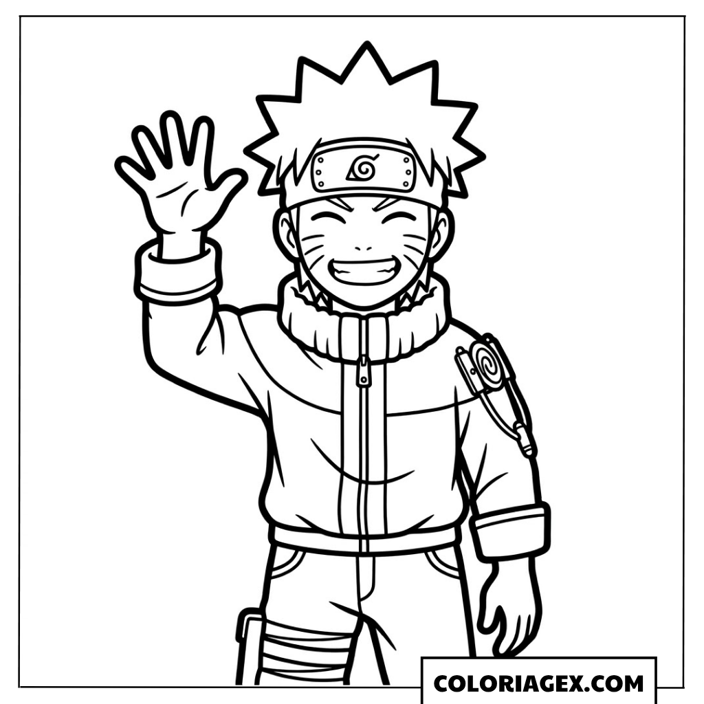 Coloriages Naruto qui fait signe de la main