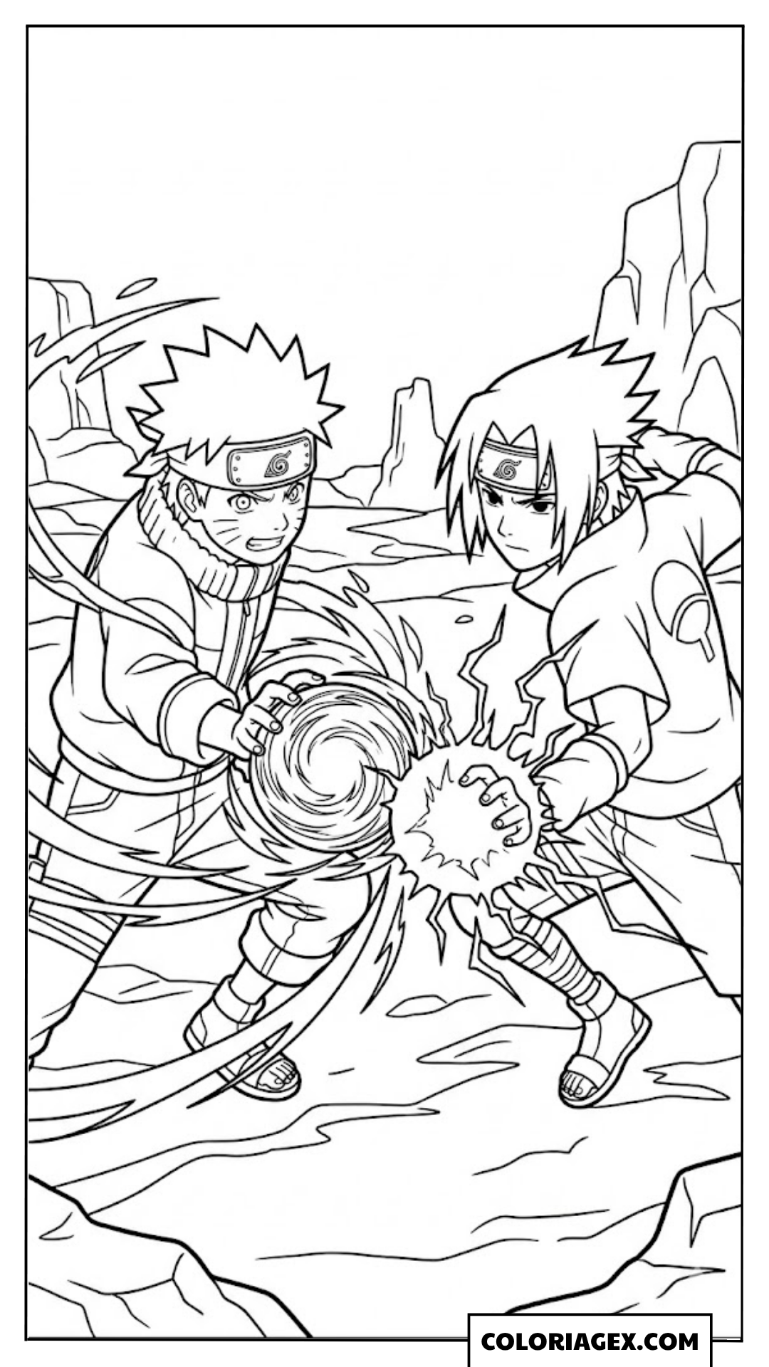 Coloriages Naruto vs Sasuke Rasengan contre Chidori