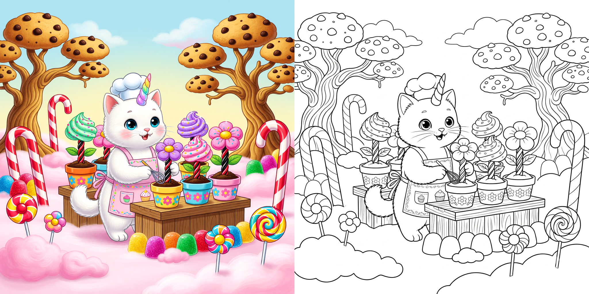 ft - Coloriages chat licorne ft