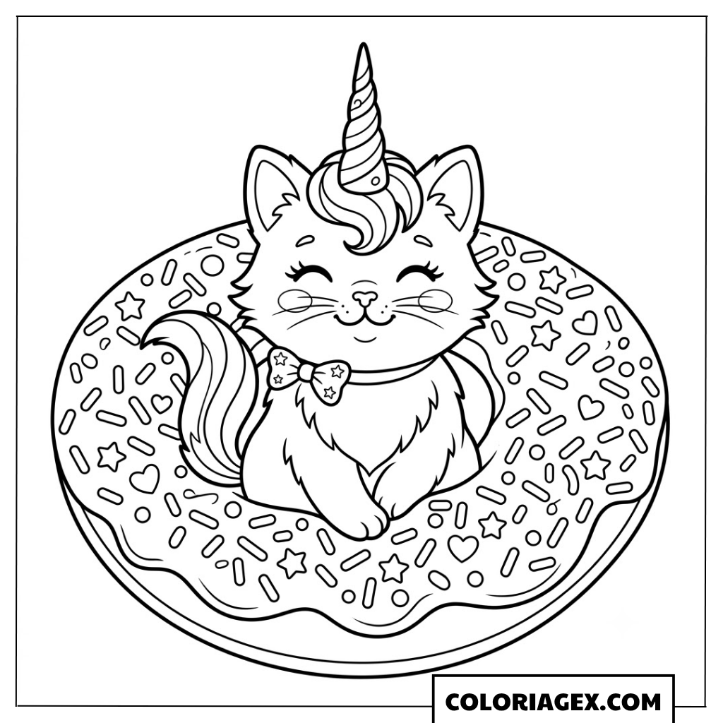 Coloriagex Chat licorne donut
