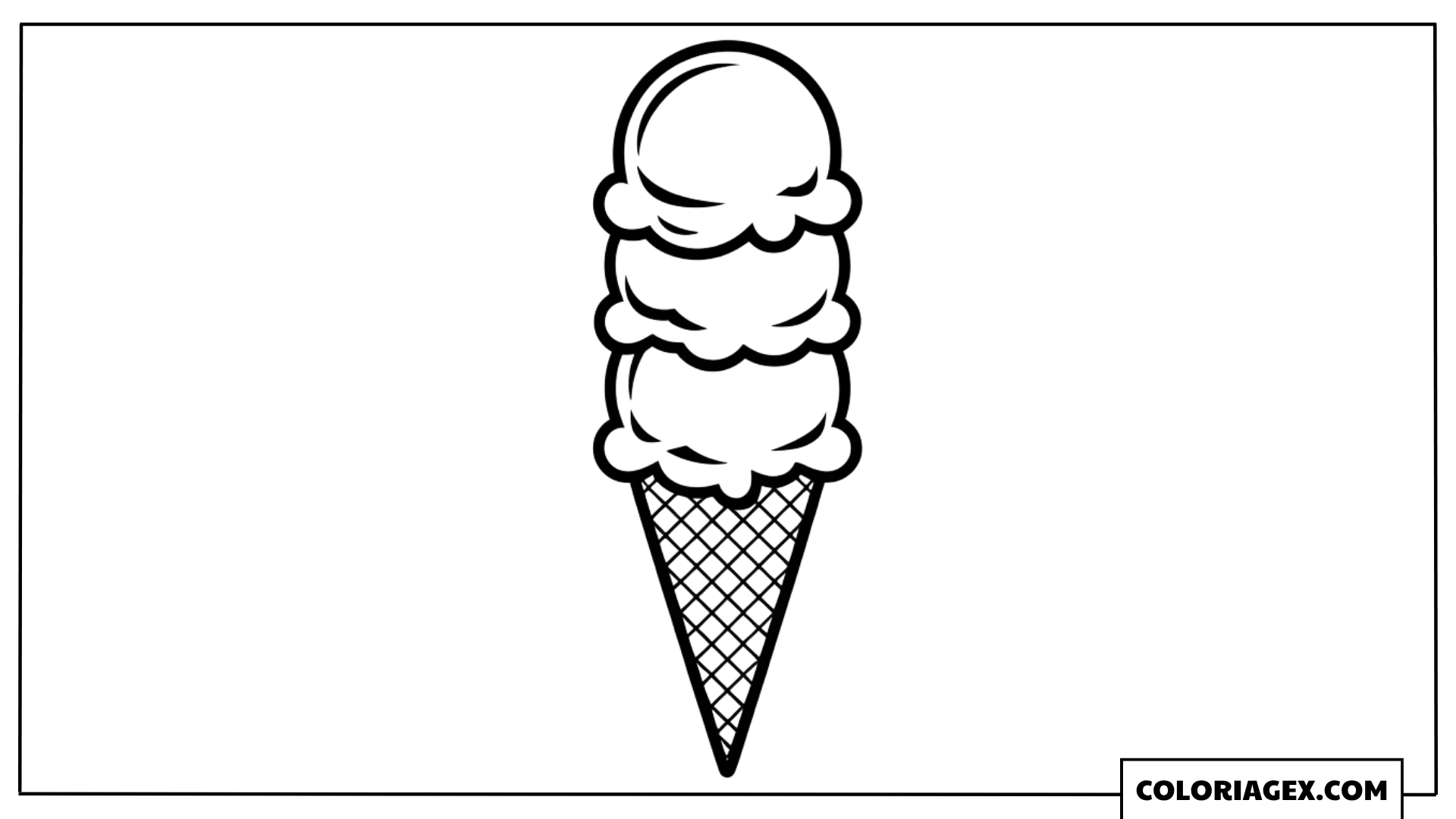 Cornet de glace à trois boules coloriage