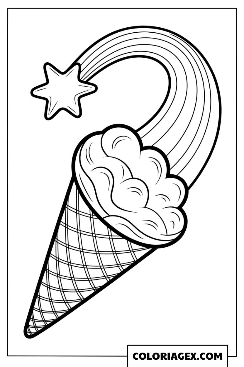 Cornet licorne étoile coloriage