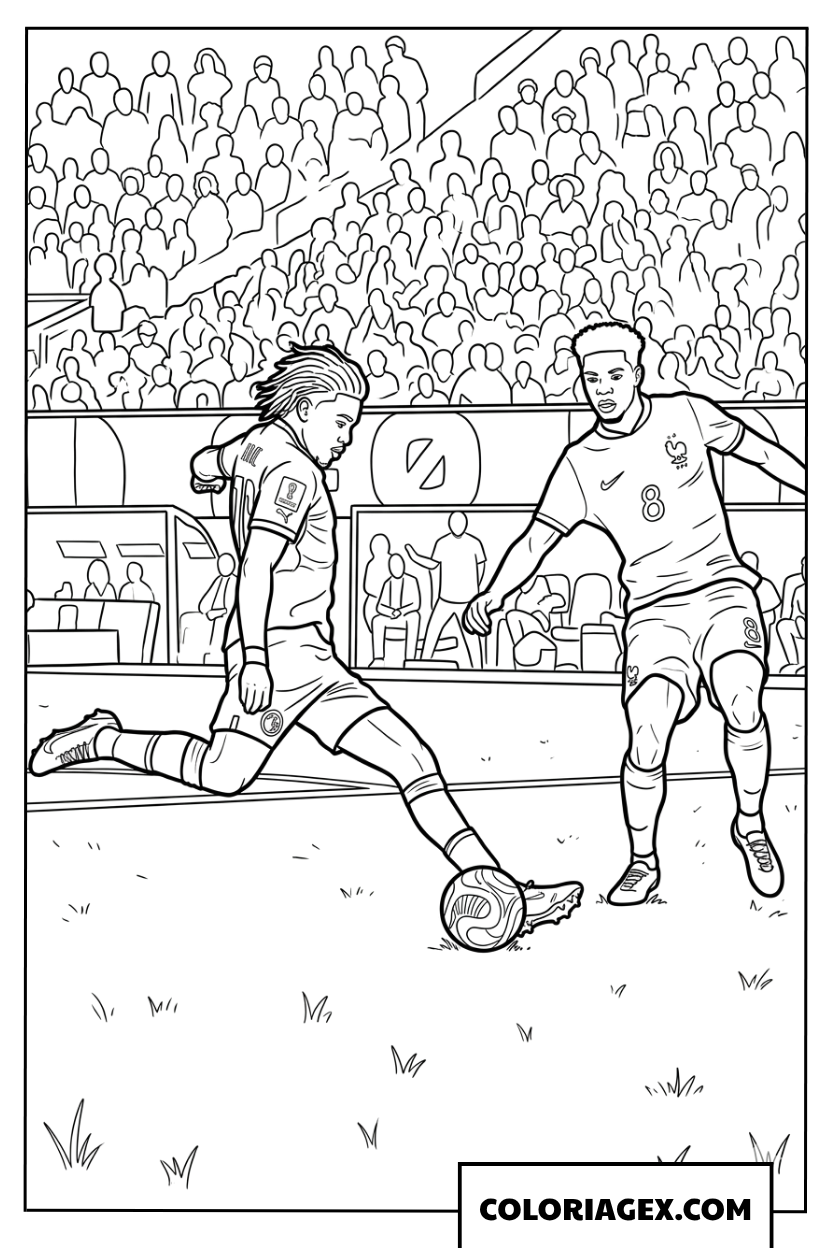 Dessin Duel Intense France vs Senegal sur Terrain