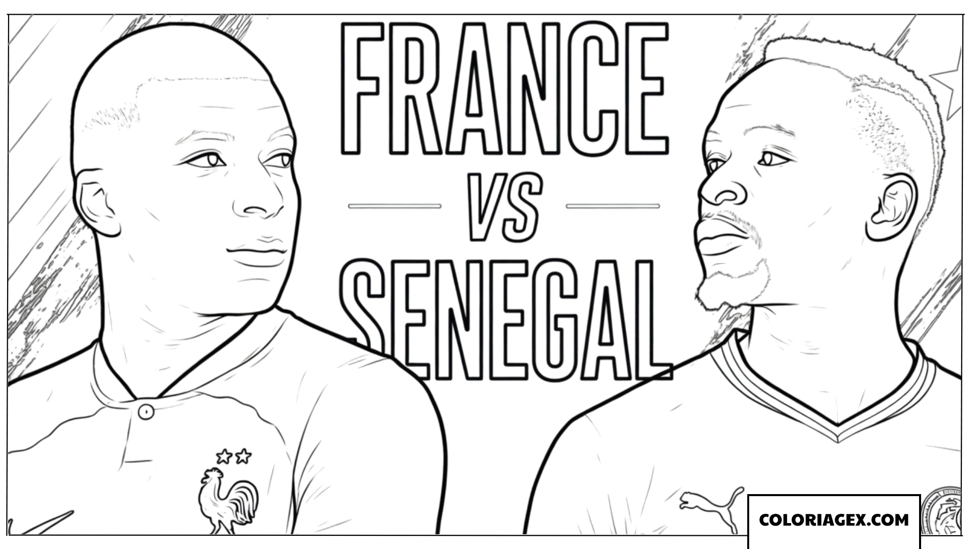 Dessin Duel Mbappe vs Mane France vs Senegal World Cup