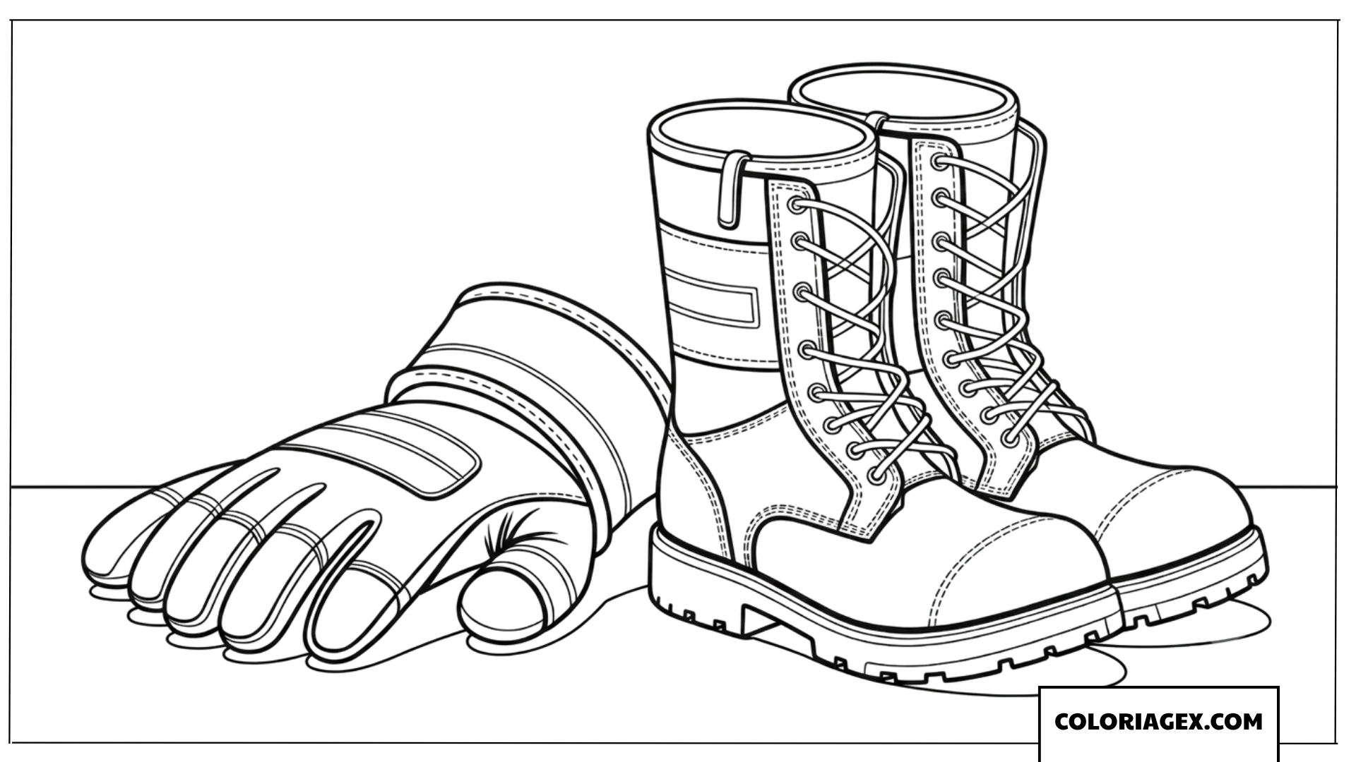Dessin Equipement de Protection Pompier Bottes et Gants