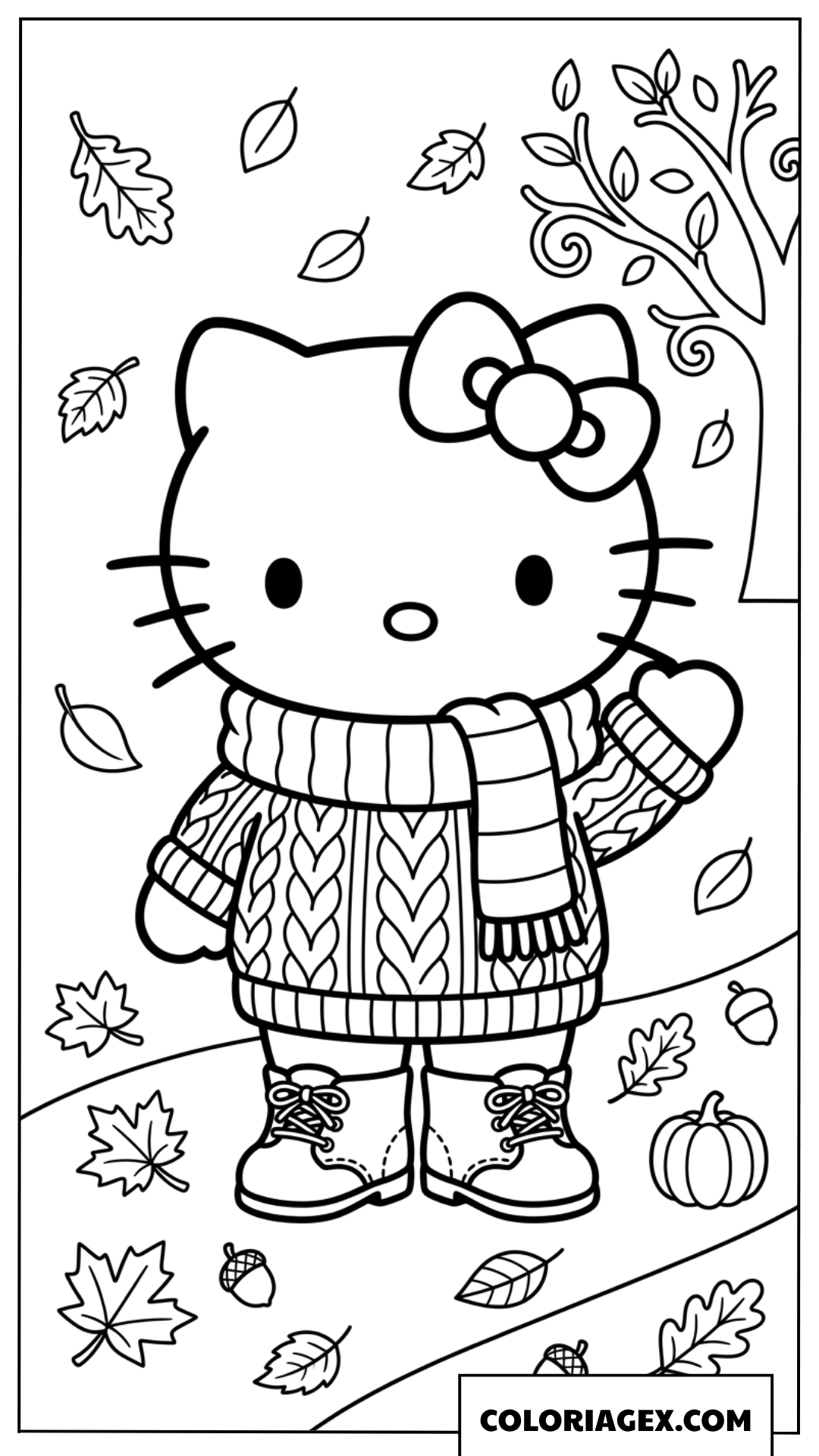 Dessin Hello Kitty avec un pull chaud d'automne