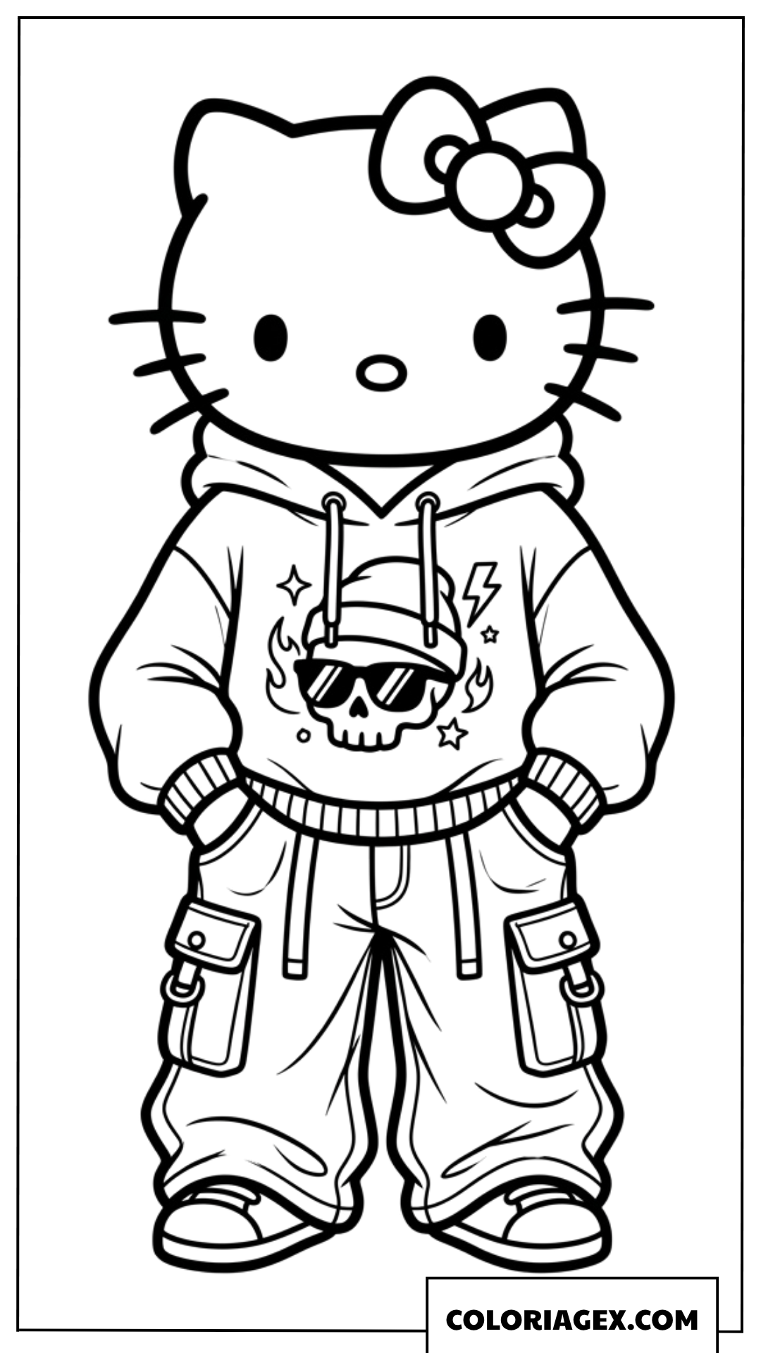 Dessin Hello Kitty portant un sweat à capuche