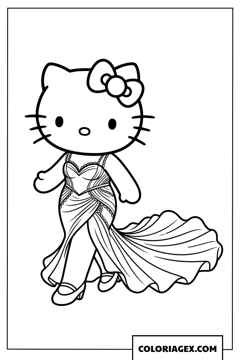Dessin Hello Kitty sur le tapis rouge