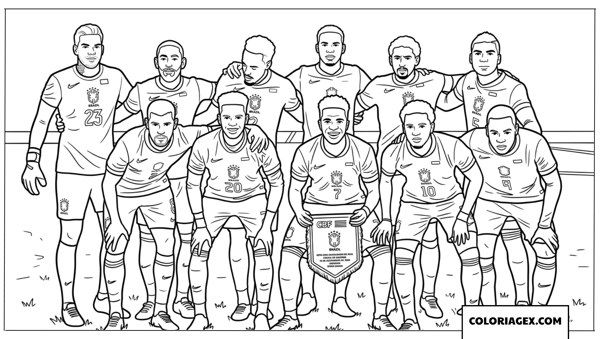 Dessin à colorier de l'équipe de football du Brésil