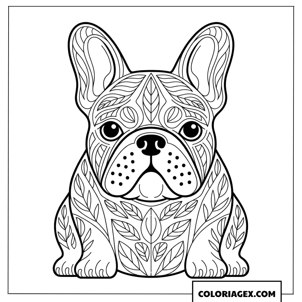 Dessin artistique abstrait d un Bouledogue Francais a colorier