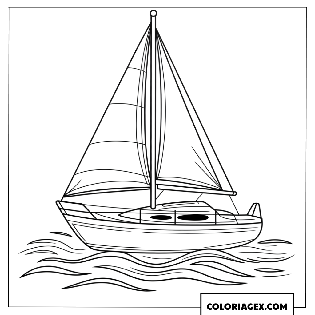 Dessin d un bateau a voile sur les vagues