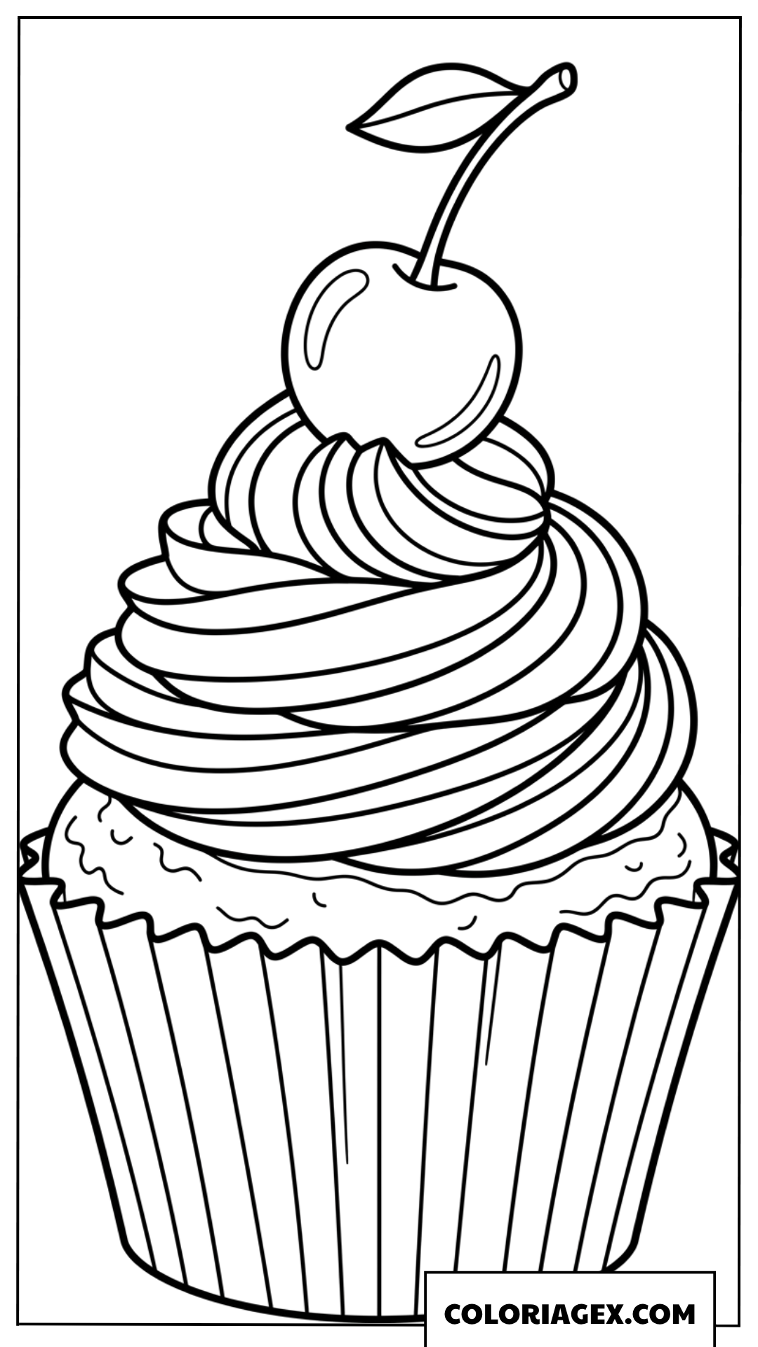 Dessin d un cupcake classique avec creme chantilly et cerise