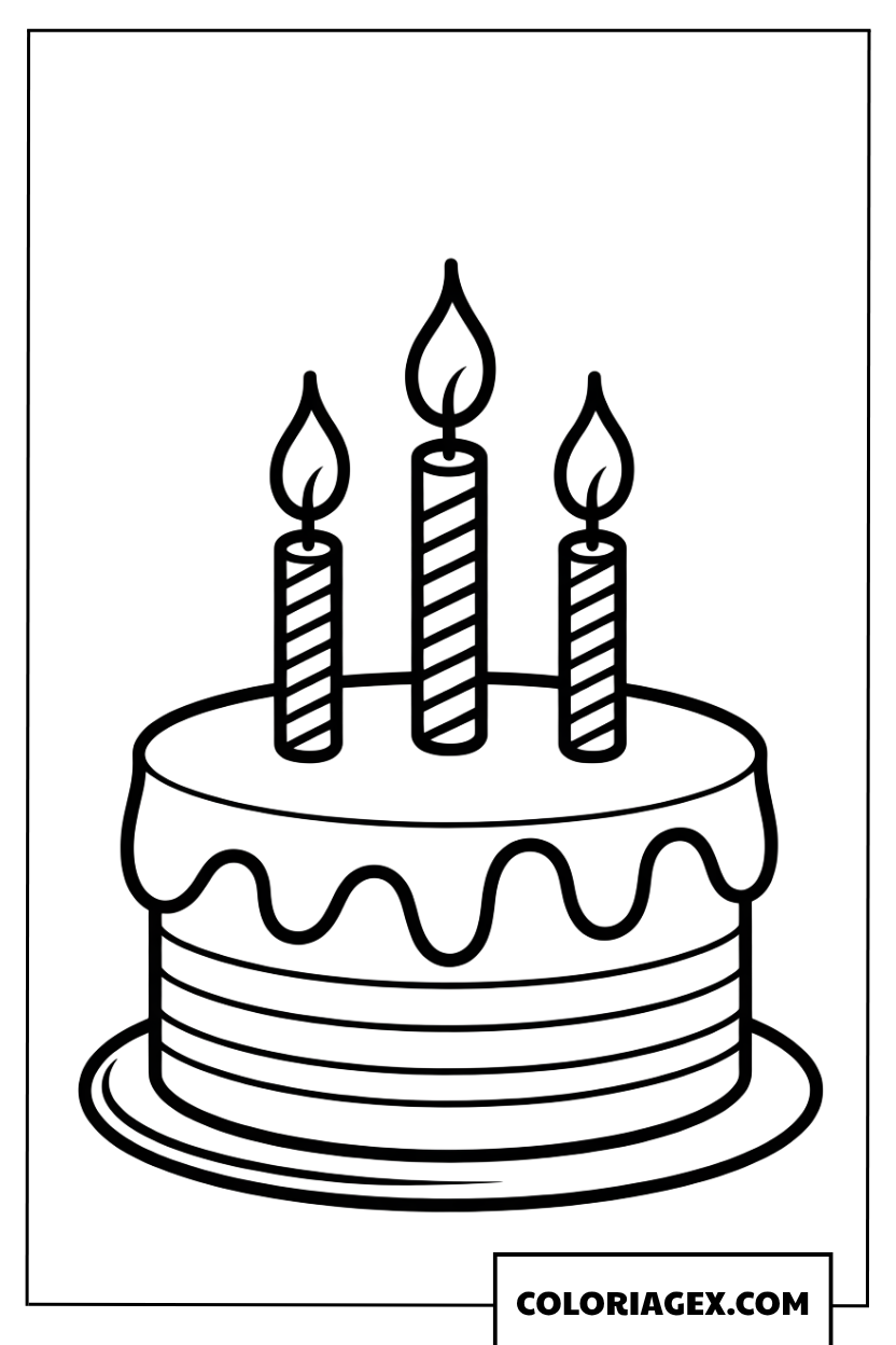 Dessin d un gateau d anniversaire simple avec trois bougies