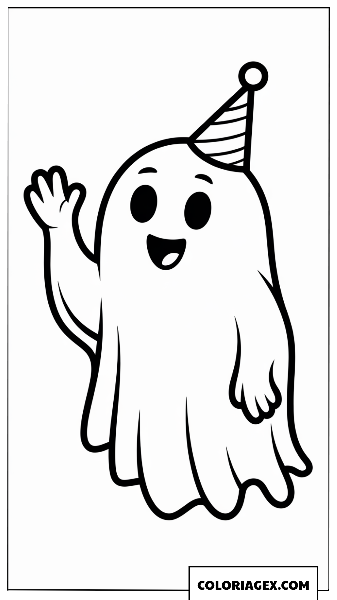 Dessin d un petit fantome amical portant un chapeau de fete