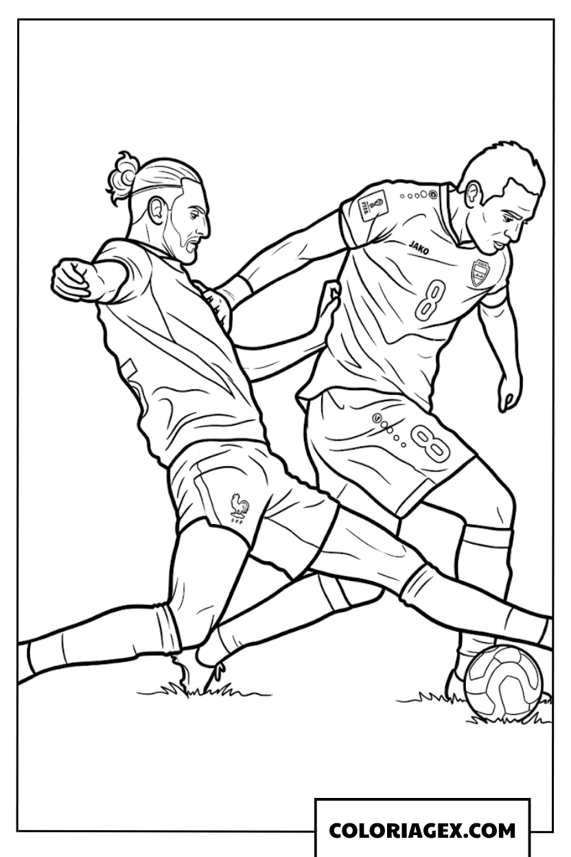 Dessin d un tacle defensif glisse d un joueur francais au match