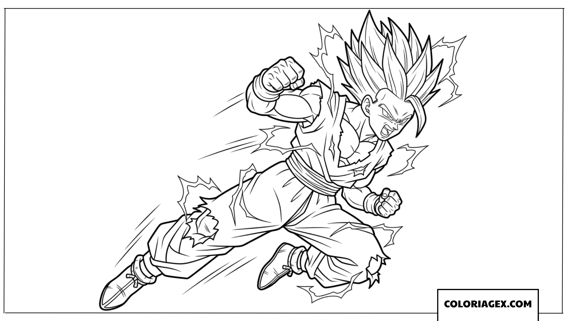Dessin de Gohan Super Saiyan 2 donnant un coup de poing