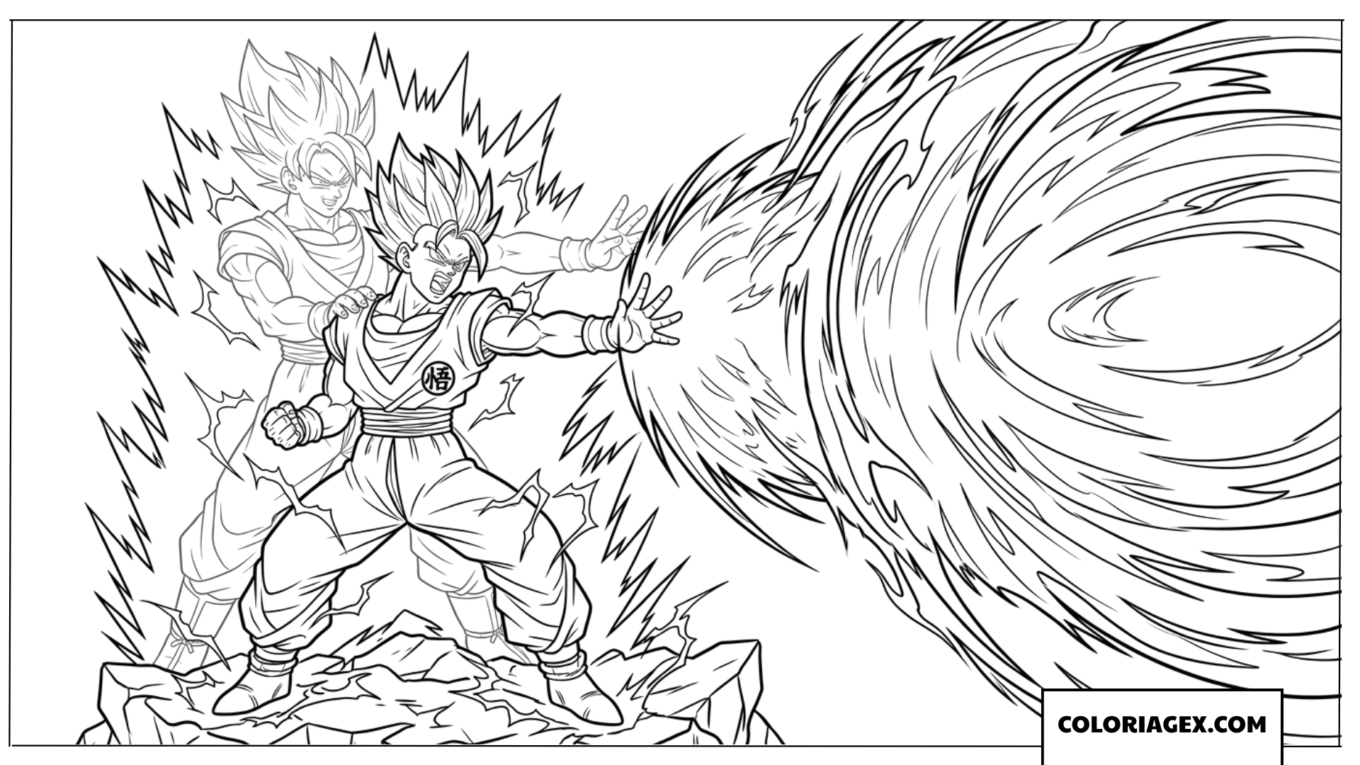 Dessin de Gohan Super Saiyan 2 lançant un Kamehameha