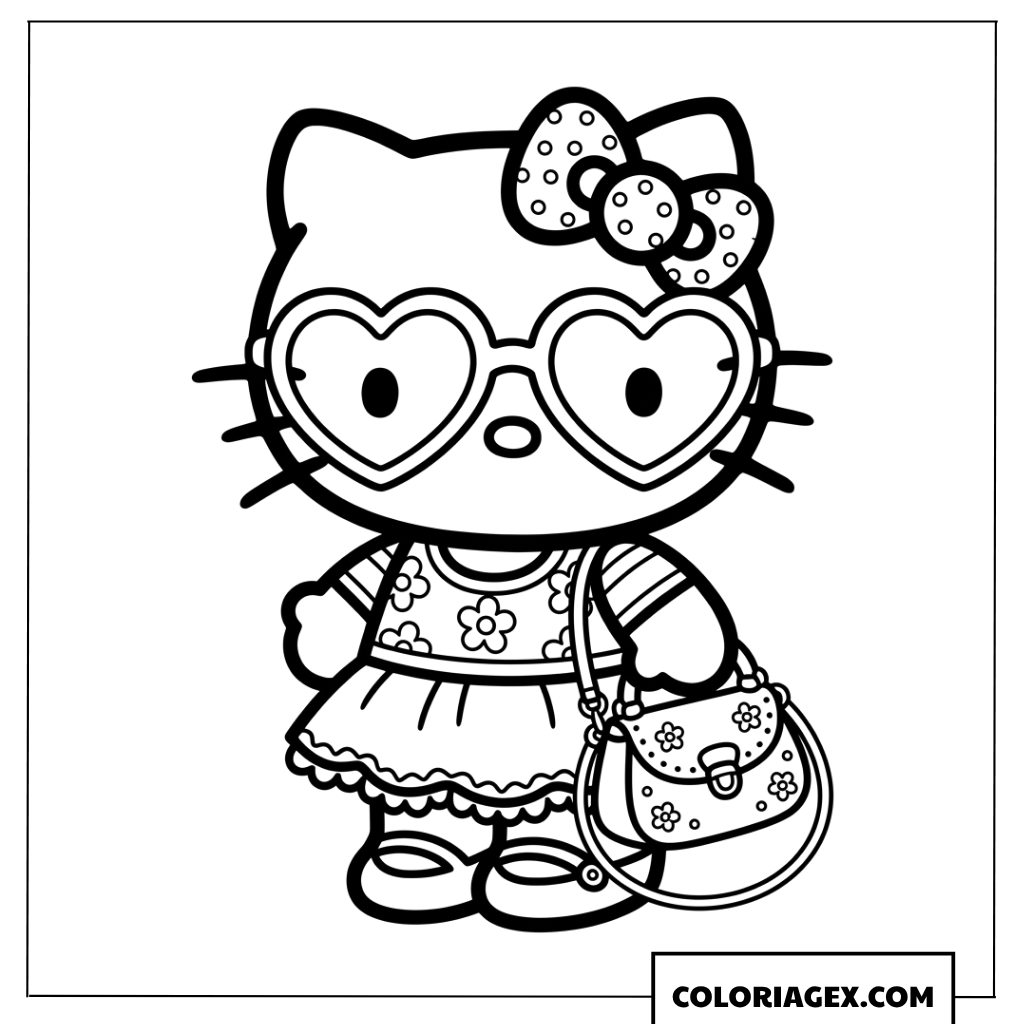 Dessin de Hello Kitty avec des lunettes de soleil tendance