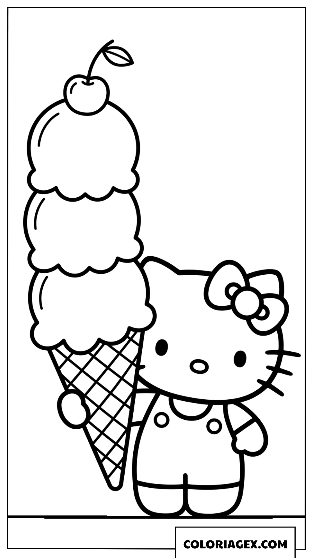 Dessin de Hello Kitty avec une grosse glace
