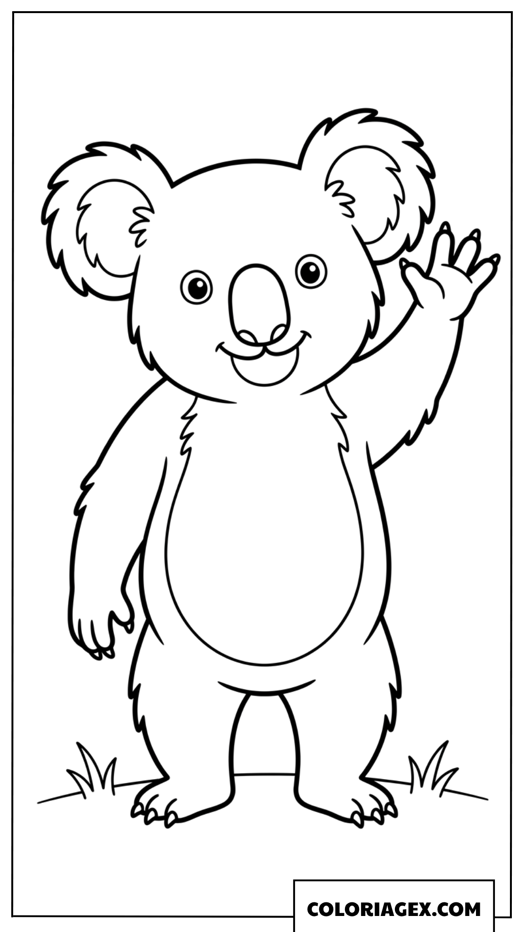 Dessin de Koala amical qui fait coucou de la main