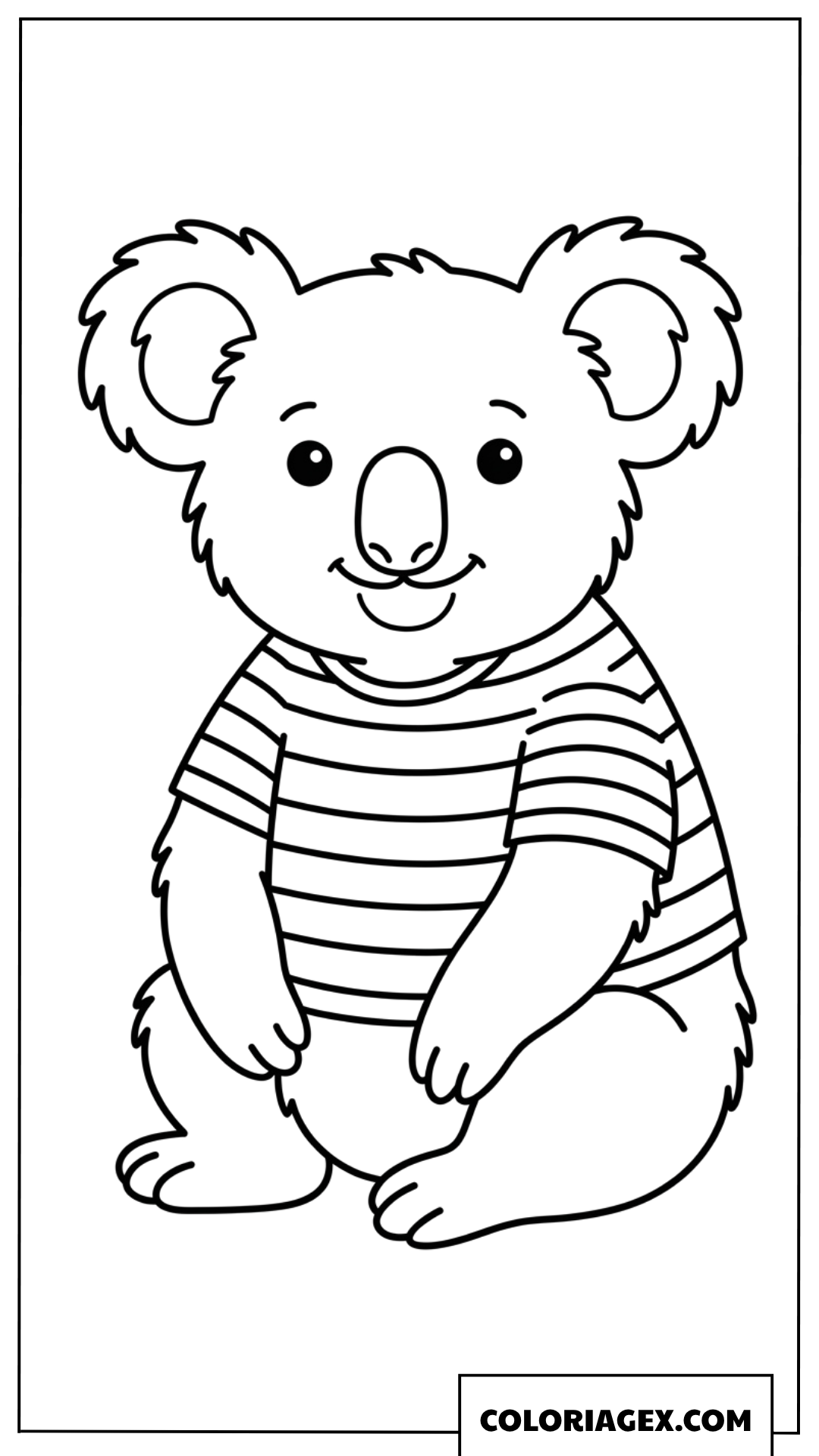 Dessin de Koala souriant portant un t-shirt à rayures