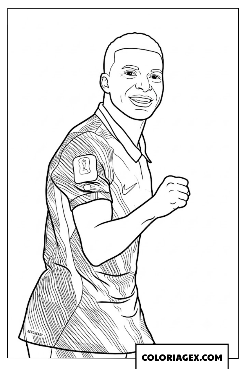 Dessin de Kylian Mbappe celebrant son but au Mondial 2026