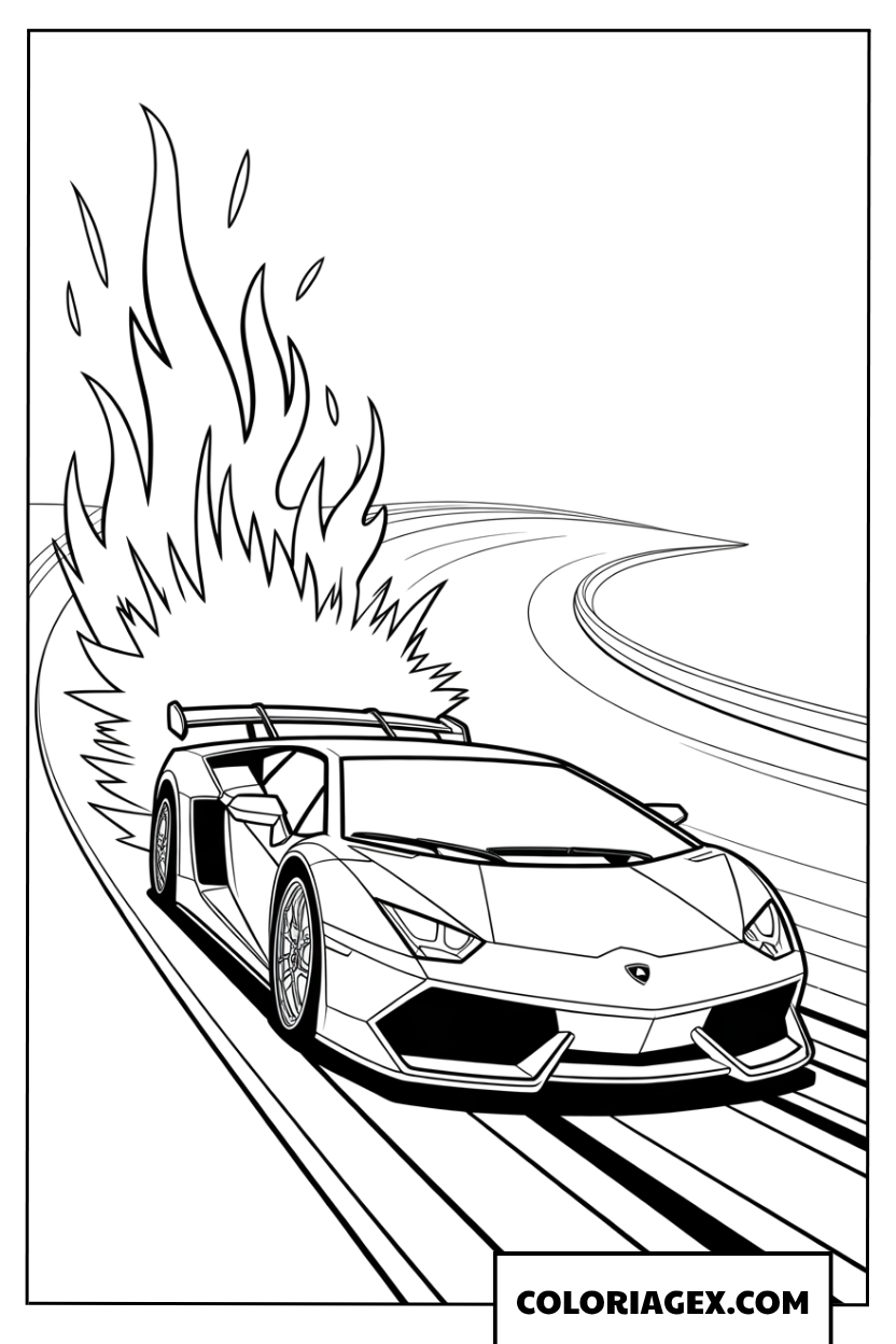 Dessin de Lamborghini en pleine action de drift