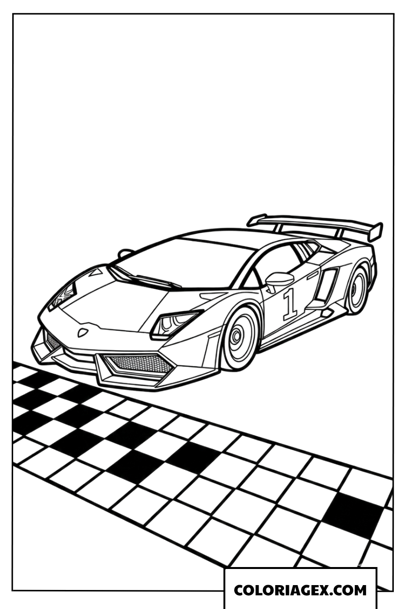 Dessin de Lamborghini franchissant la ligne d arrivee