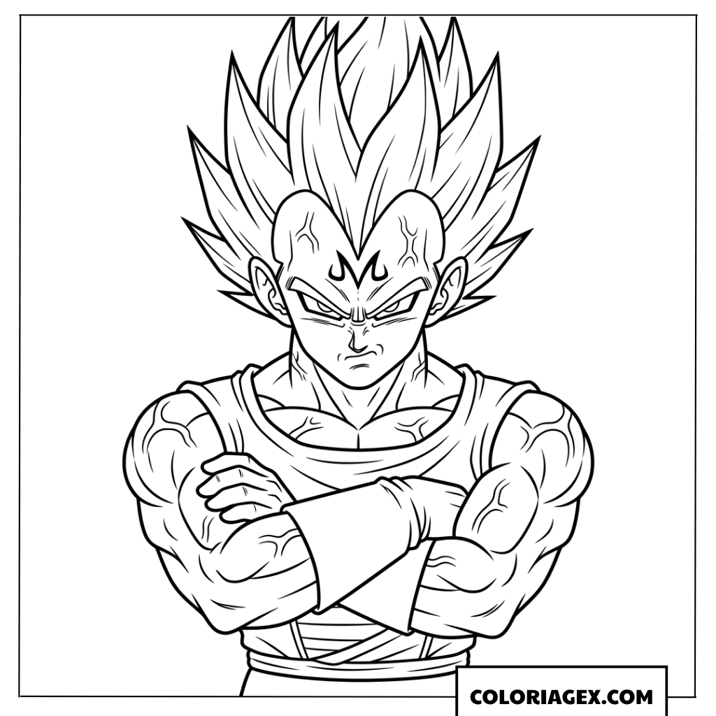 Dessin de Majin Vegeta au regard sombre