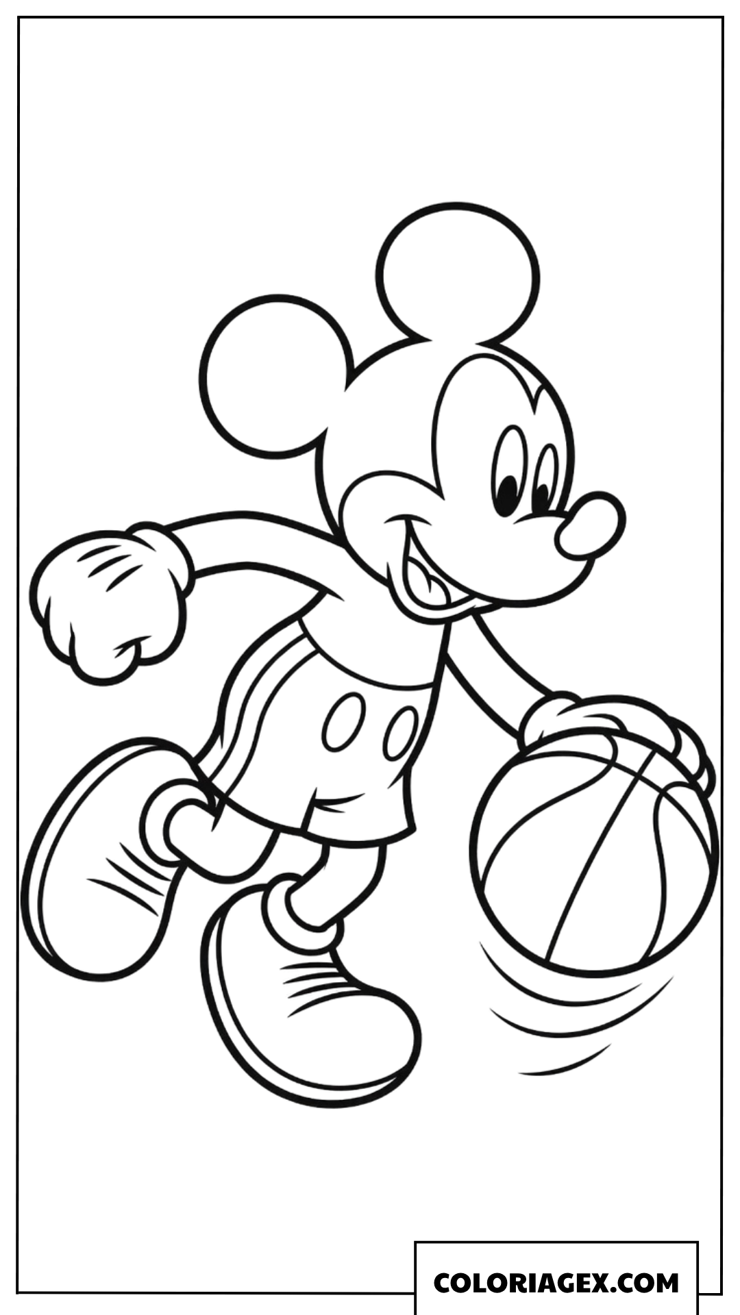 Dessin de Mickey Mouse jouant au basket comme un pro