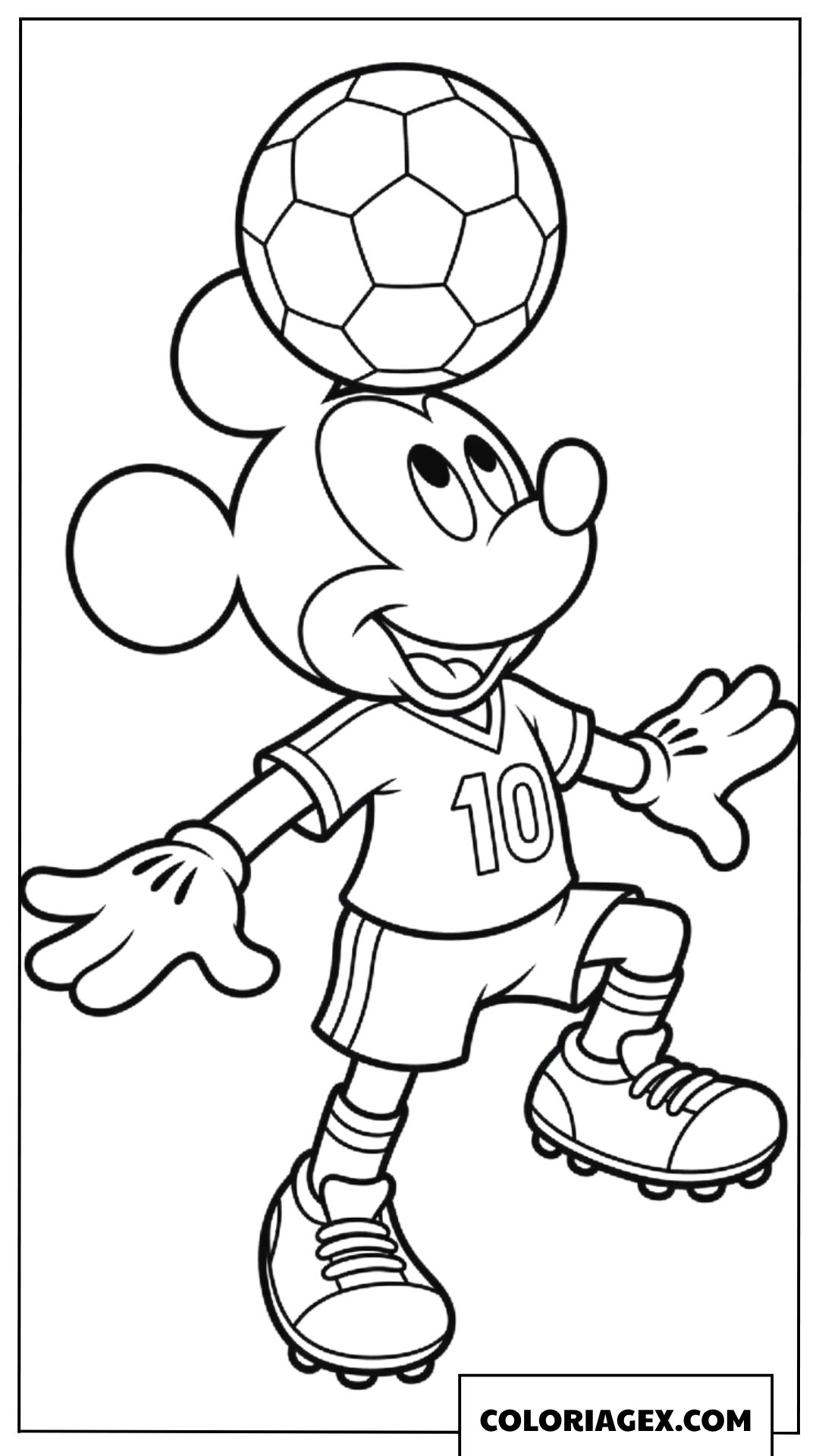 Dessin de Mickey Mouse joueur de football faisant une demonstration