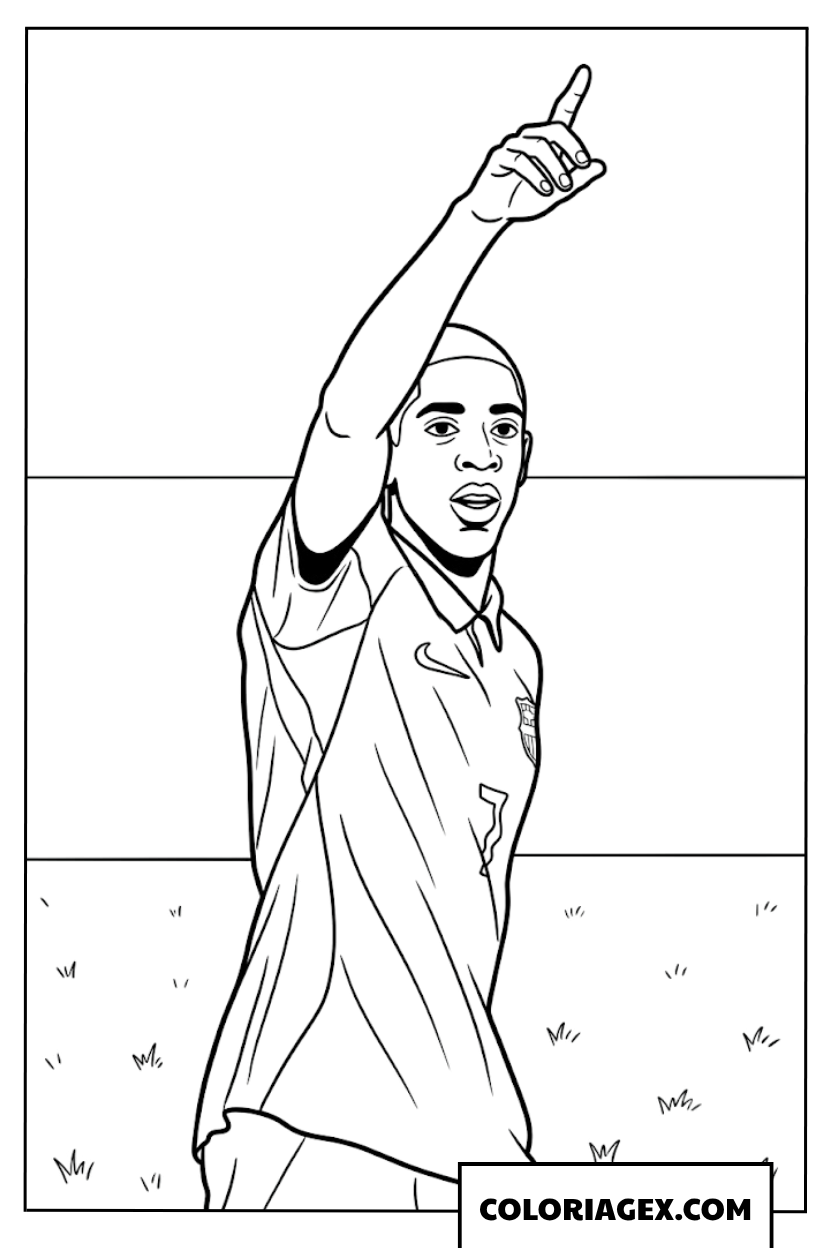 Dessin de Ousmane Dembele pointant le ciel au Mondial 2026