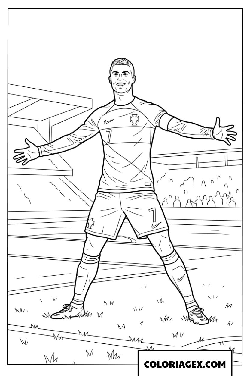 Dessin de Ronaldo atterrissant après son saut Siuuu