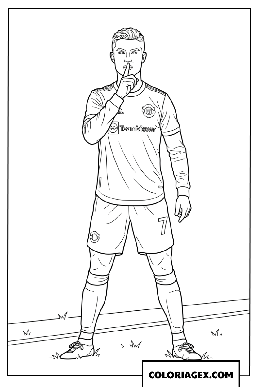 Dessin de Ronaldo faisant un geste pour demander le silence