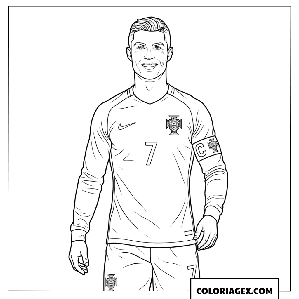 Dessin de Ronaldo rayonnant avec son brassard de capitaine