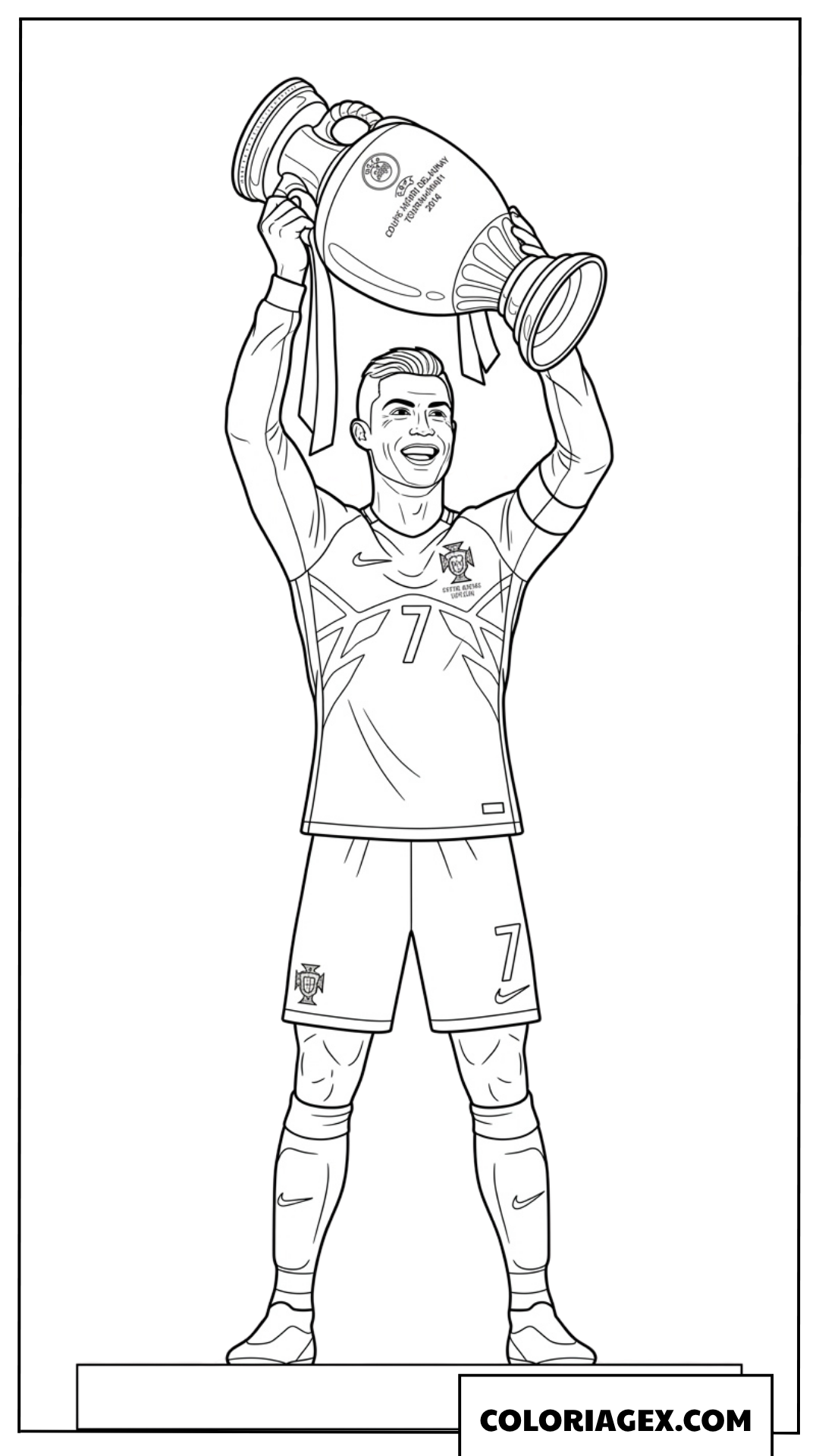 Dessin de Ronaldo soulevant le trophée de l'Euro