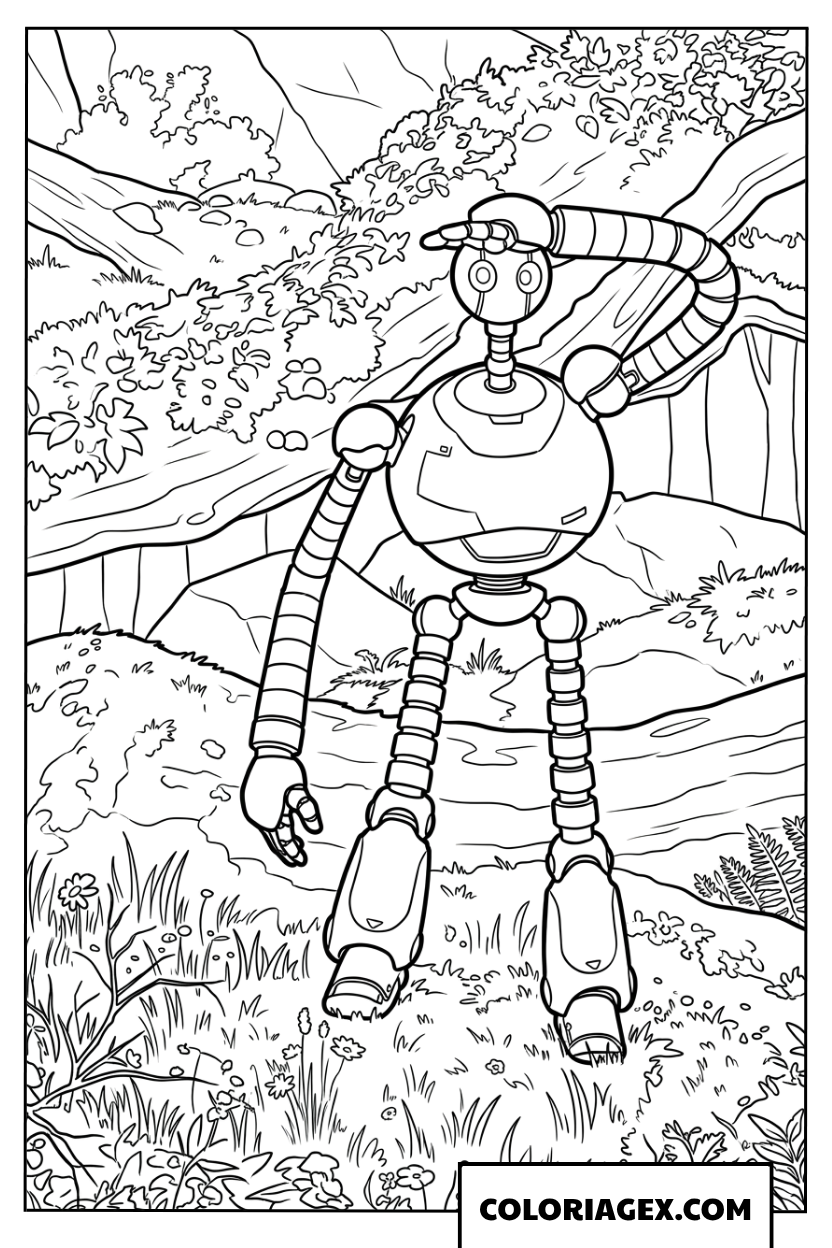 Dessin de Roz observant les profondeurs de la forêt