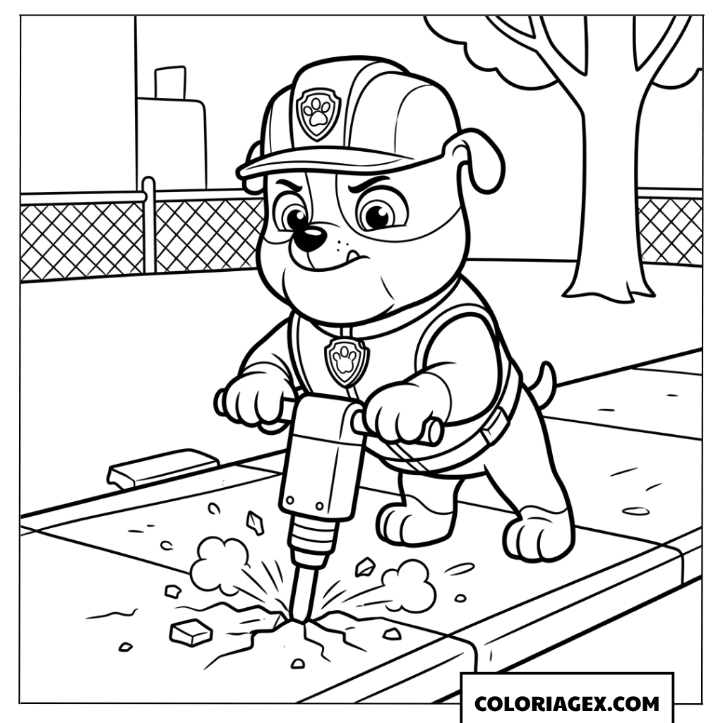 Dessin de Ruben utilisant un marteau piqueur