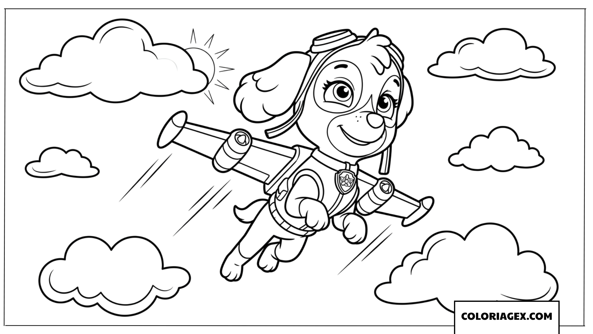 Dessin de Stella volant haut parmi les nuages