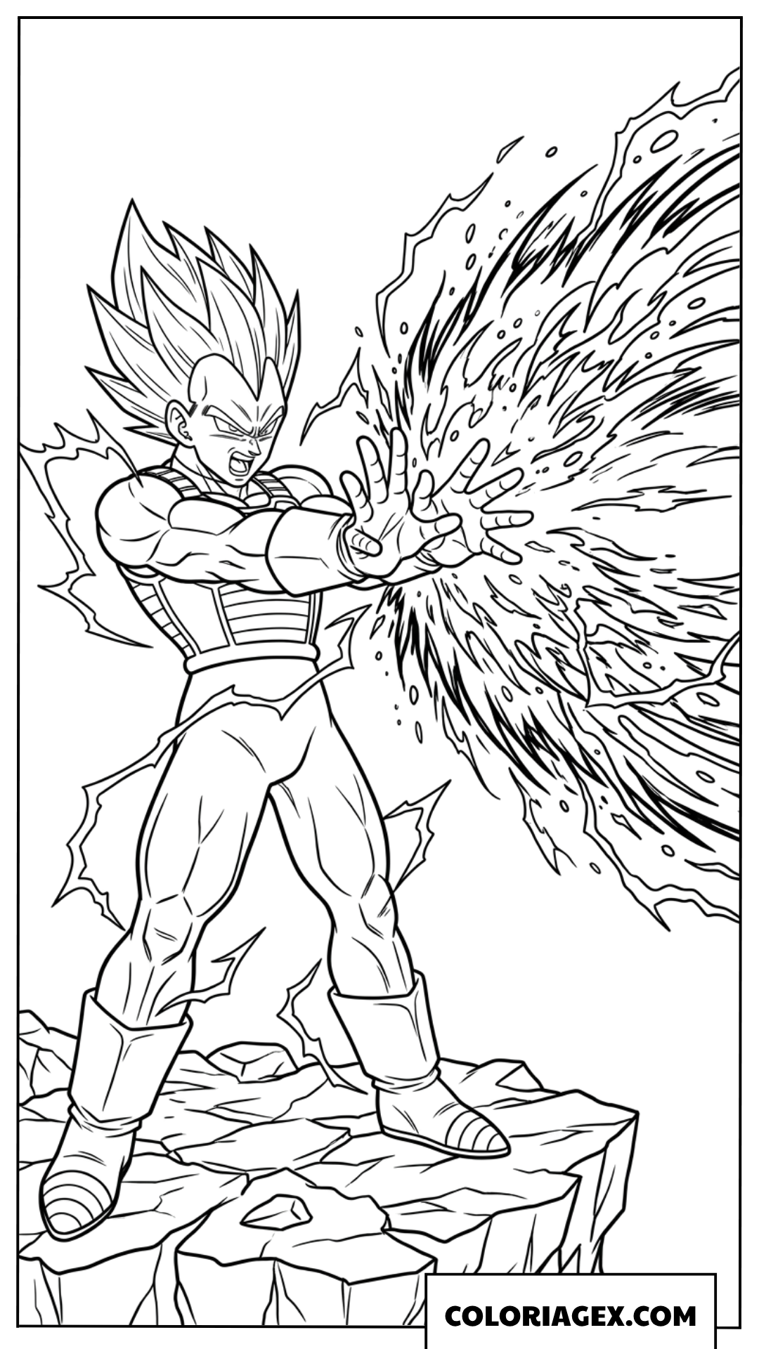 Dessin de Vegeta exécutant sa technique Final Flash